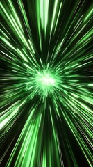 Obraz premium Bright green hyperjump toward the center of universe exploding in supernova