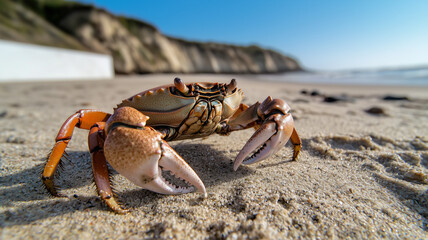 Large Dungeness Crab on a Sandy Beach
