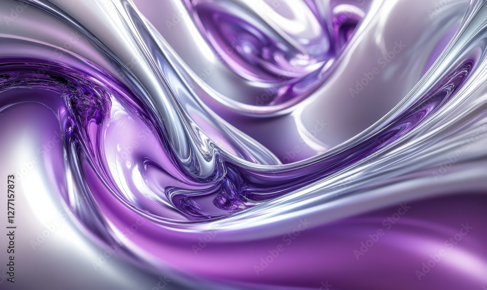 Poster abstract purple and silver marble textures with swirling patterns and glossy highlights, illuminated