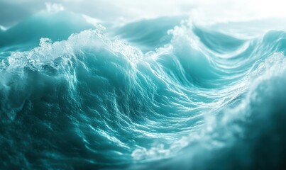 Fototapeta premium Abstract turquoise waves with dynamic flowing patterns, layered in soft gradients and illuminated by diffused light for a calming effect,