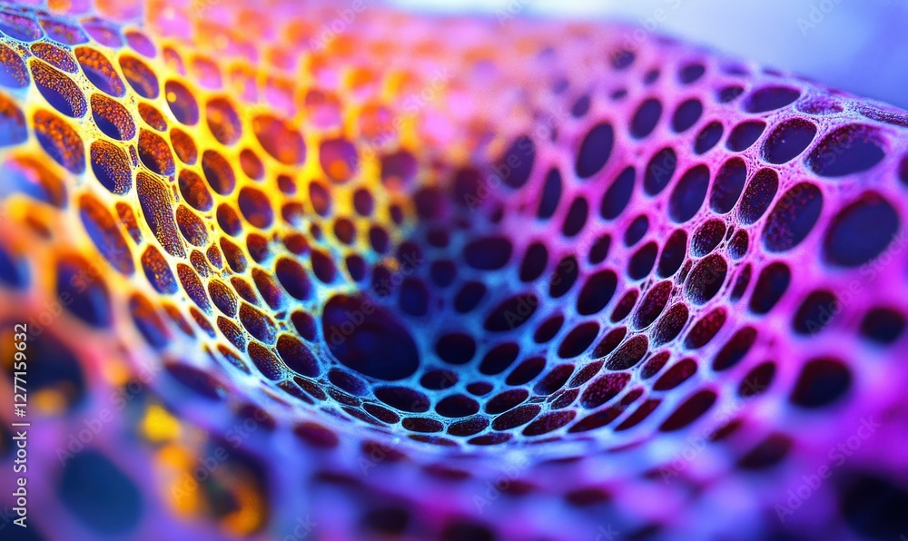 Poster an abstract 3d image depicting a futuristic hexagonal surface.