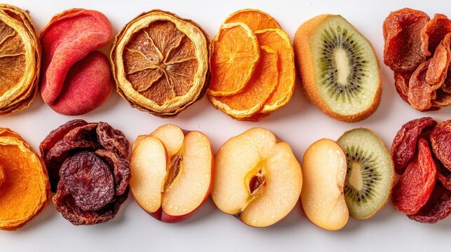 Dried fruit display food market culinary showcase bright environment top view healthy snack options