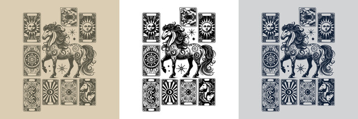fantasy horse vector playing card tattoo design