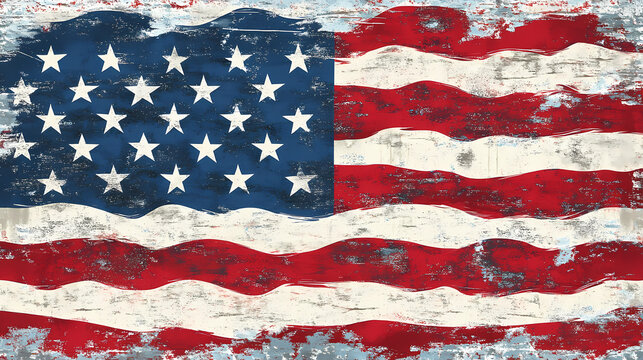 The american flag or the usa flag.national flag of the united states of america. Distorted Time-Warped Village. Illustration