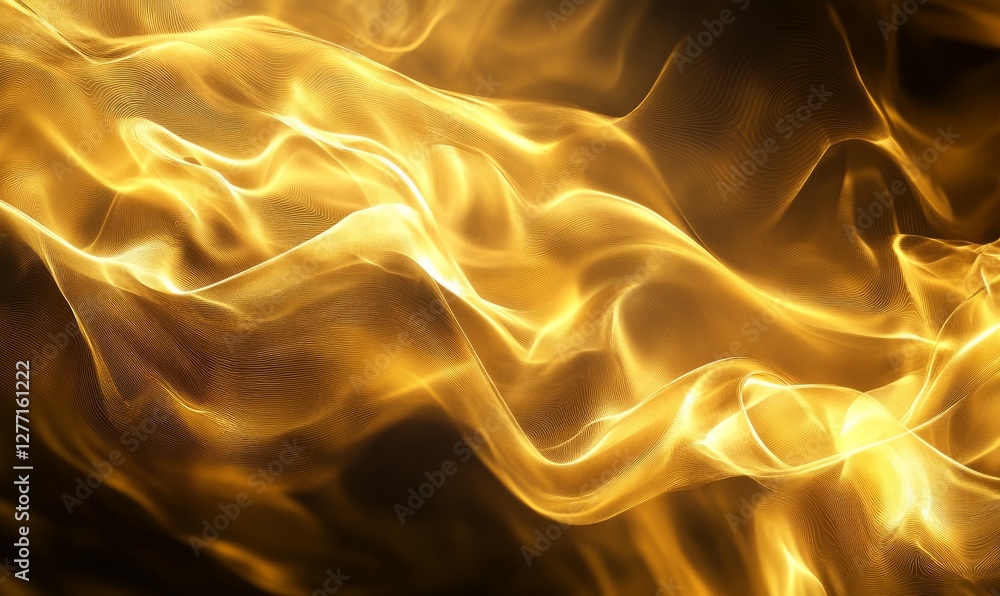 Aufkleber abstract glowing waves in golden hues over a dark background, creating a mesmerizing flow of light a