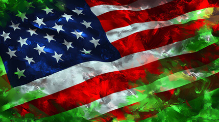 United waving flag of usa and sierra leone. Distorted Time-Warped Village. Illustration