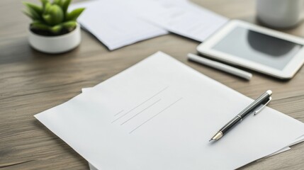 Resignation letter on a desk with a tablet and pen. Featuring career change and thoughtful decision-making clarity