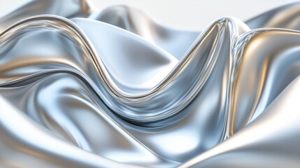 Abstract silver fabric folds, studio background