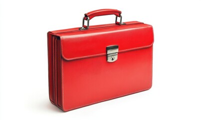 red briefcase isolated on white