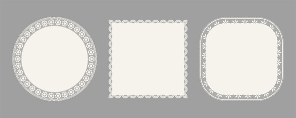 Vintage Lace Round and Square Paper. Vector Illustration for invitation cards, flyers, posters, page borders, etc.