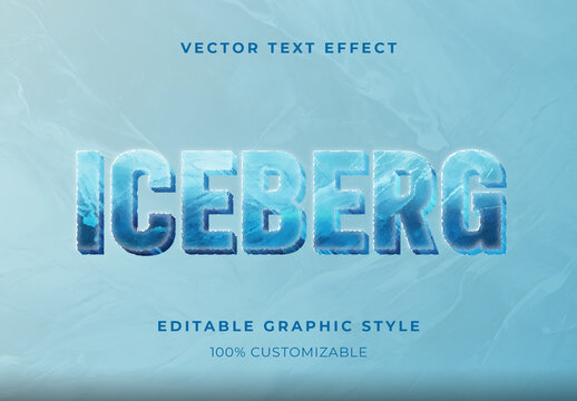 Blue and White Font Frost Ice Typography Text Effect