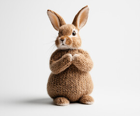 Obraz premium Süßer handgestrickter Hase in freundlicher Pose