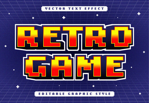 Yellow And Red Pixel Font Arcade Retro Video Text Effect