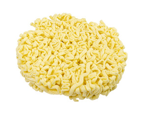 Dry Instant Noodles Isolated, Round Asian Pasta, Traditional Korean Ramen, Uncooked Instant Egg Noodles