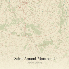 Vintage map of Saint-Amand-Montrond, France.