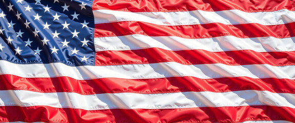Fototapeta premium Waving American flag representing patriotism and national pride with vibrant red and white stripes alongside blue field displaying stars