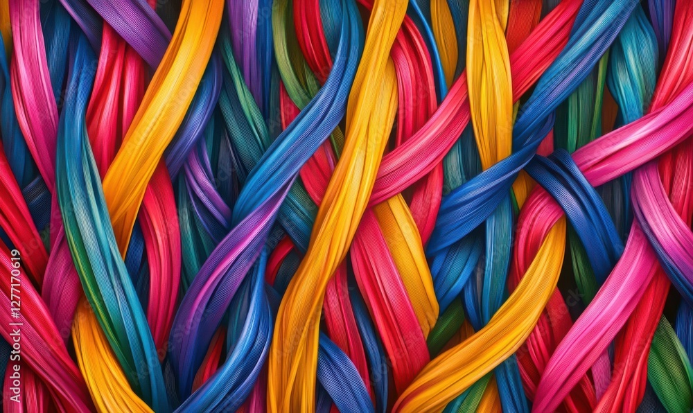 Poster colorful abstract lines weaving together in a harmonious pattern, symbolizing creativity and technol