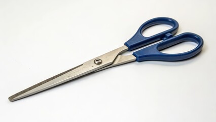 Obraz premium Blue-handled Scissors on White Background