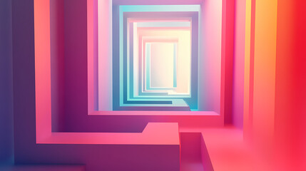 Serene geometric labyrinth with calming exit path in abstract Dreamlike Labyrinth Passage. Illustration