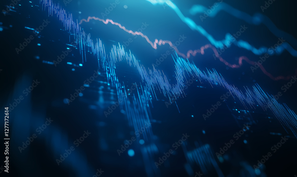 Poster dynamic financial analysis: a modern and abstract representation of financial data with vibrant blue