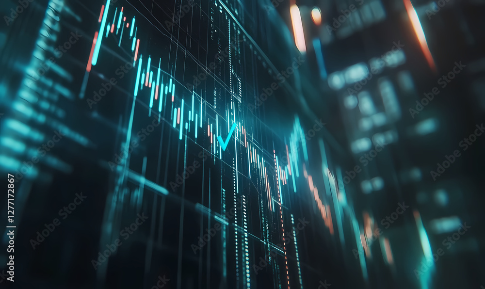 Poster navigating the market's pulse: a dynamic, close-up view of a sophisticated trading display showcasin
