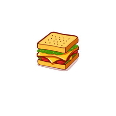 Cute, Simple 2D Grilled Cheese Sandwich - Vector Element