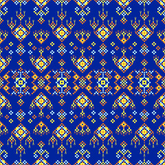 Geometric ethnic seamless Thai art pattern. Embroidery style design for fabric, clothing, wallpaper, batik, sarong, carpet, curtain, cushion, bedspread, book cover, phone case  and illustration vector