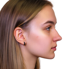 Obraz premium Profile view of a young woman with straight hair