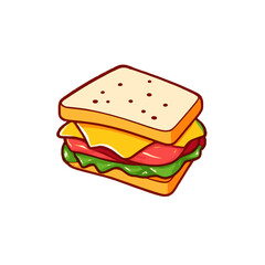 Delicious Cartoon Cheese Sandwich - Vector Element