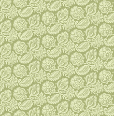 A seamless botanical floral repeating damask decorative pattern. 