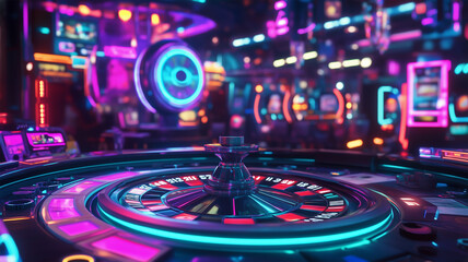 サイバーパンクスタイルの近未来カジノ