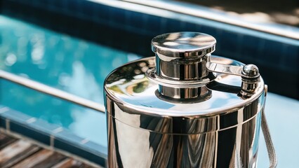 Obraz premium Stainless Steel Flask, Poolside
