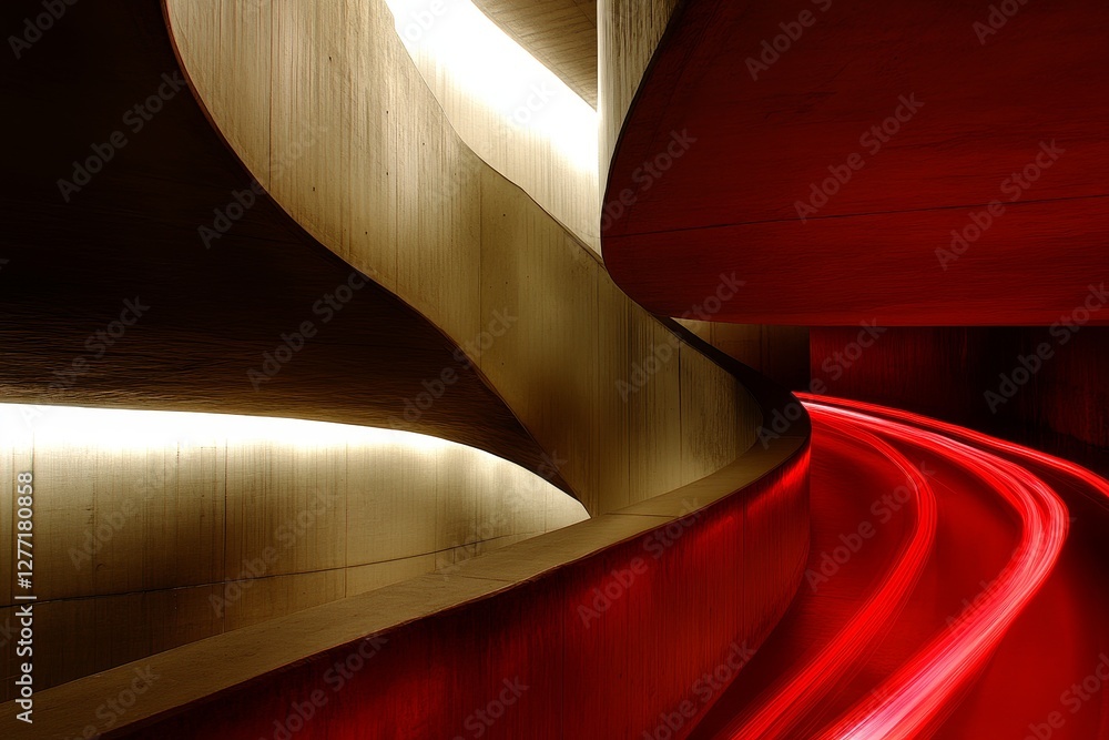 Aufkleber abstract architectural design with curved lines and light trails