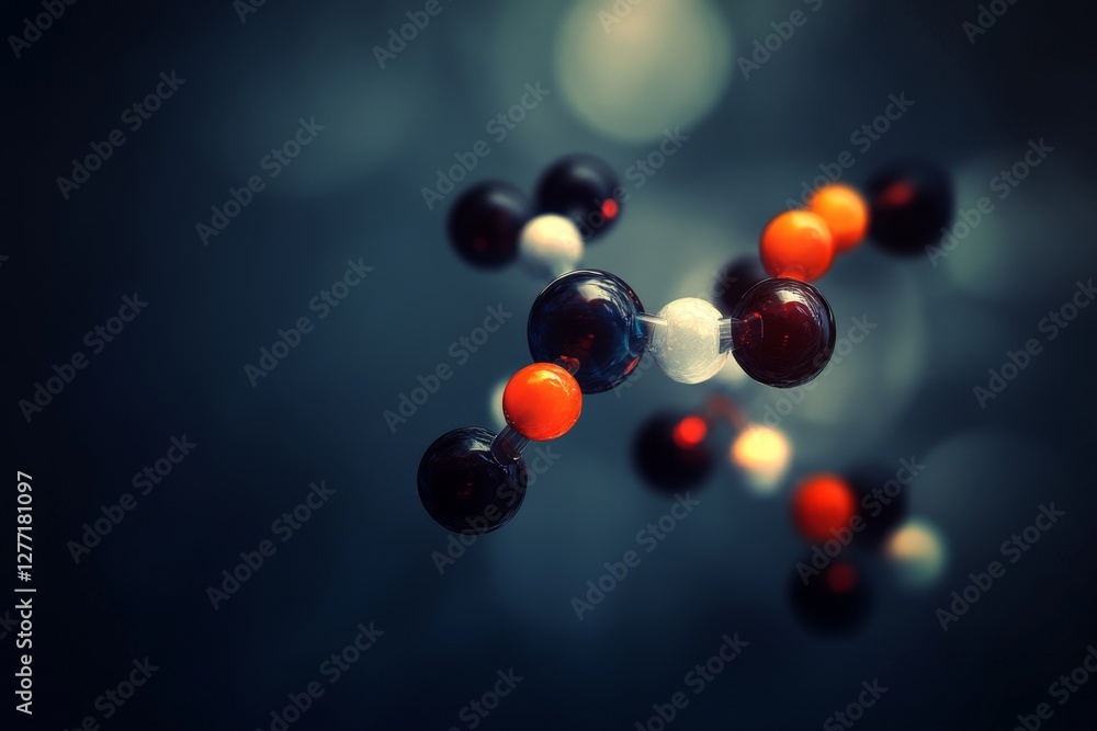 Poster abstract molecular structure representation with colorful atoms