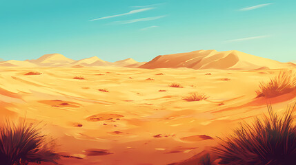 The vast thar desert, with its golden sands and distant dunes, stretching out into the horizon without a soul in sight. Hollow-Eyed Forgotten Souls. Illustration