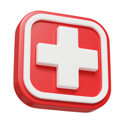 First Aid Plastic 3d Icon Illustration isolated on transparent background, cutout 