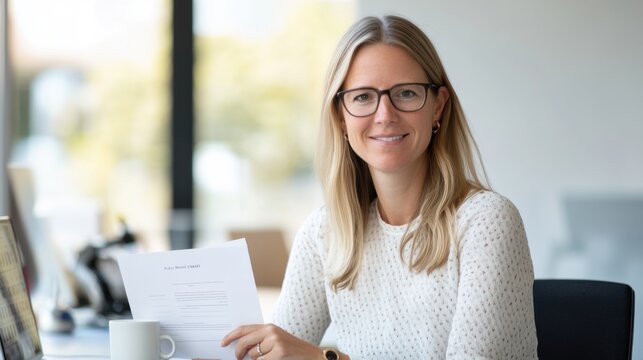 Resignation letter with a professional hand holding it in an office setting. Featuring empowerment and career decision