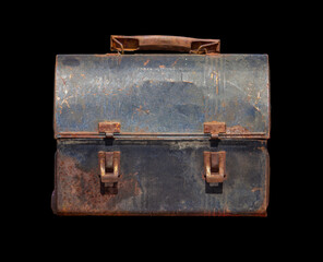 Antique Metal Lunchbox with Rustic Patina, Old-Fashioned Container