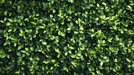 Obraz premium Green leaves background texture. Top view of a bush wall, a nature pattern for garden or park decoration. Green grass texture, ultra-realistic.