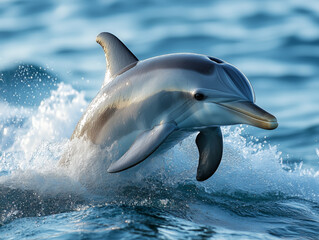 Fototapeta premium Dolphin Breaching Ocean Surface