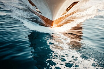 Elegance of a Luxury Yacht Cutting Through Serene Ocean Waters