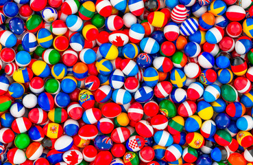 Easter Eggs with flags background, wallpaper. 3D rendering