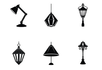 Vector illustration of a set of lamps on white background