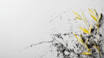 Toxic fertilizer affecting crops and environment. Featuring wilted plants and dry soil