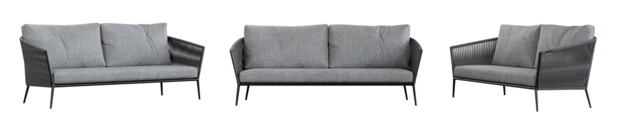 Naklejka premium Sofa set isolated on transparent background. 3D render. 3D illustration.
