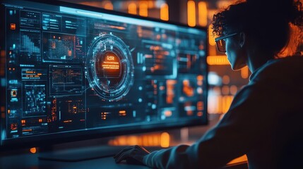 Virtual tutoring session with glowing AR lesson guide, sleek modern workspace, soft ambient lighting, photorealistic