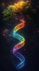 Ethereal Fantasy Tree with a Twisting DNA Genetic Pattern Photo