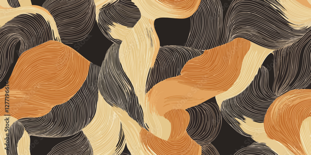 Poster seamless vector wave pattern with thin brown beige lines, seamless pattern with waves. abstract ligh