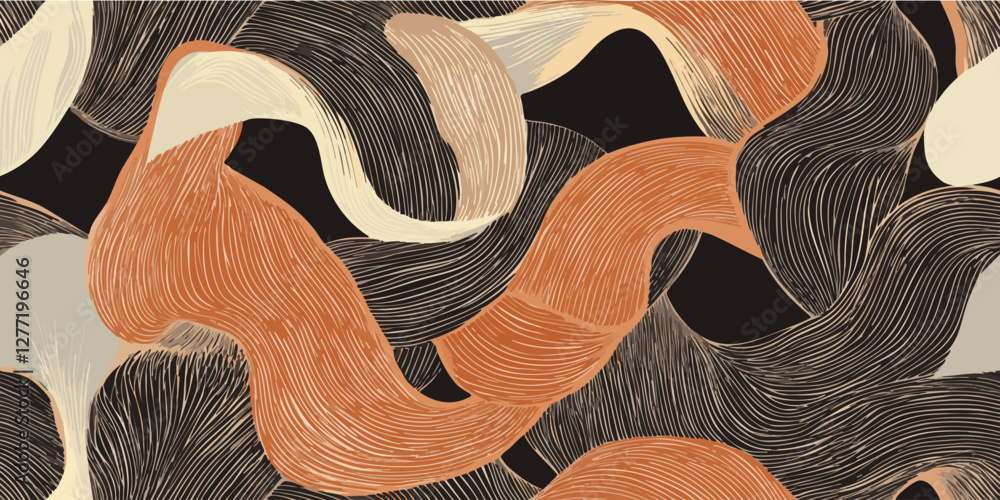 Poster seamless vector wave pattern with thin brown beige lines, seamless pattern with waves. abstract ligh