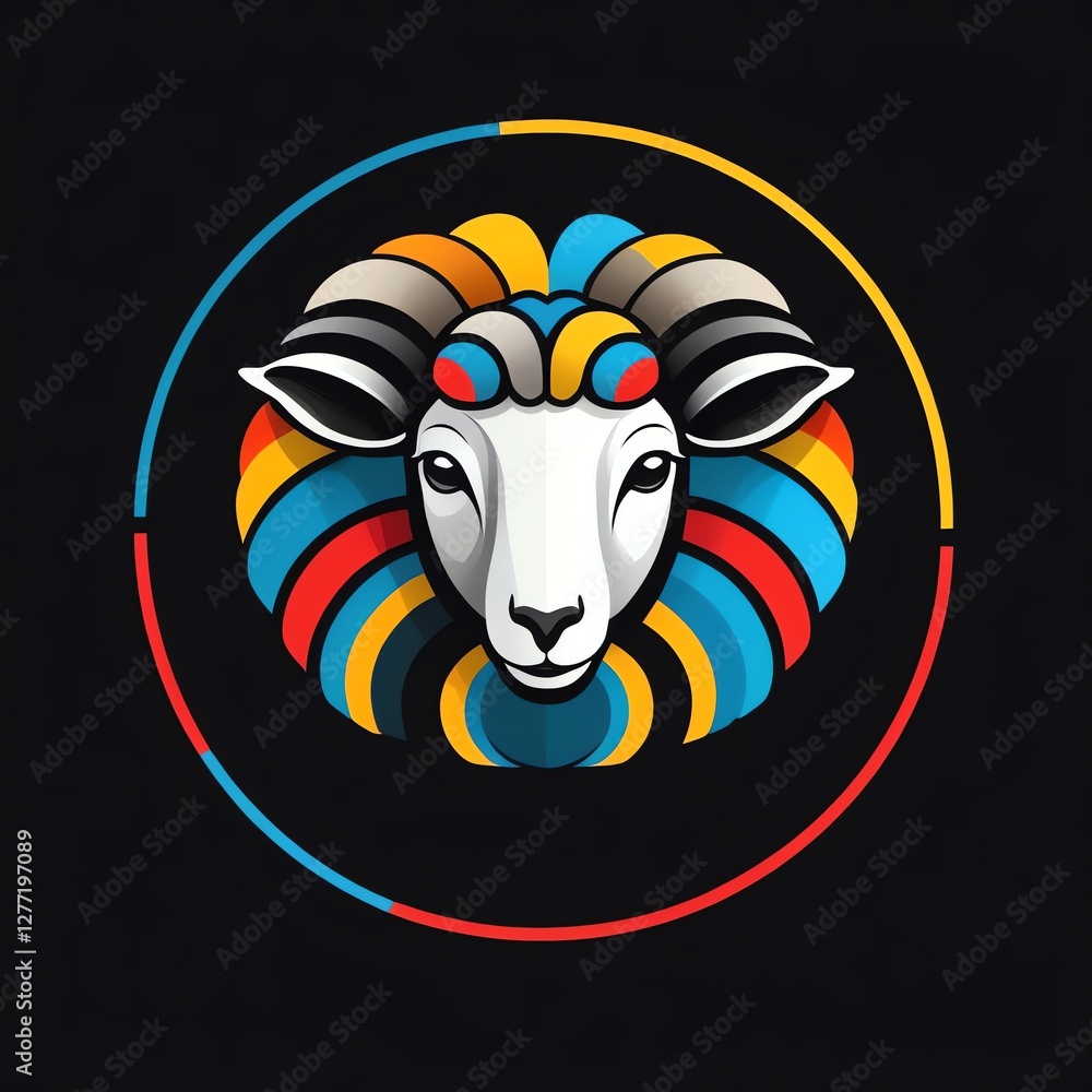 Canvas Prints Vibrant Ram Head in Abstract Colorful Style